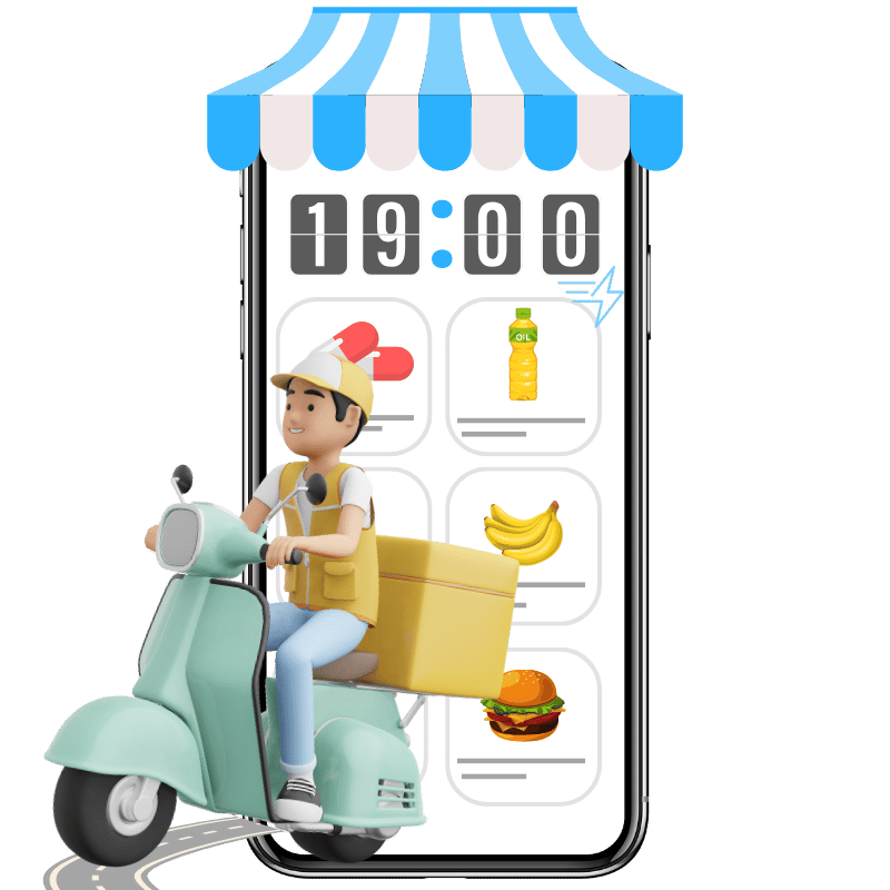 Fast 19-minute delivery for food, groceries, and medical needs.